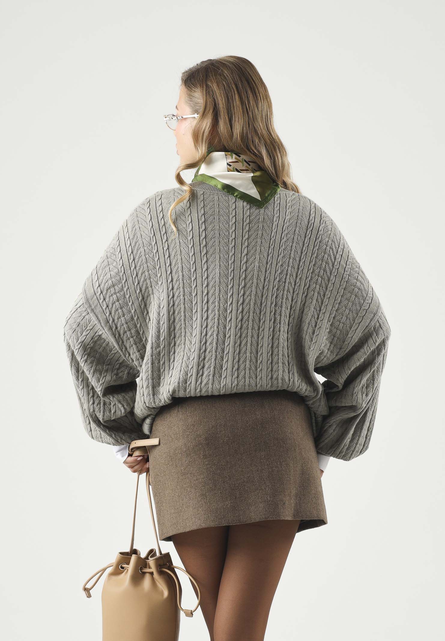 ADIDAS ORIGINALS Maglia CABLE KNIT Silver Pebble Beige da uomo e donna con lavorazione a trecce KR9767 . ADIDAS ORIGINALS 