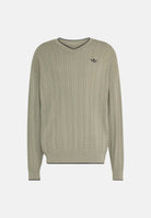 ADIDAS ORIGINALS Maglia CABLE KNIT Silver Pebble Beige da uomo e donna con lavorazione a trecce KR9767 . ADIDAS ORIGINALS 