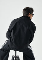 ADIDAS ORIGINALS Giubbotto PREMIUM ESSENTIALS bomber nero da uomo con logo trefoi ricamato KS1615 . ADIDAS ORIGINALS 