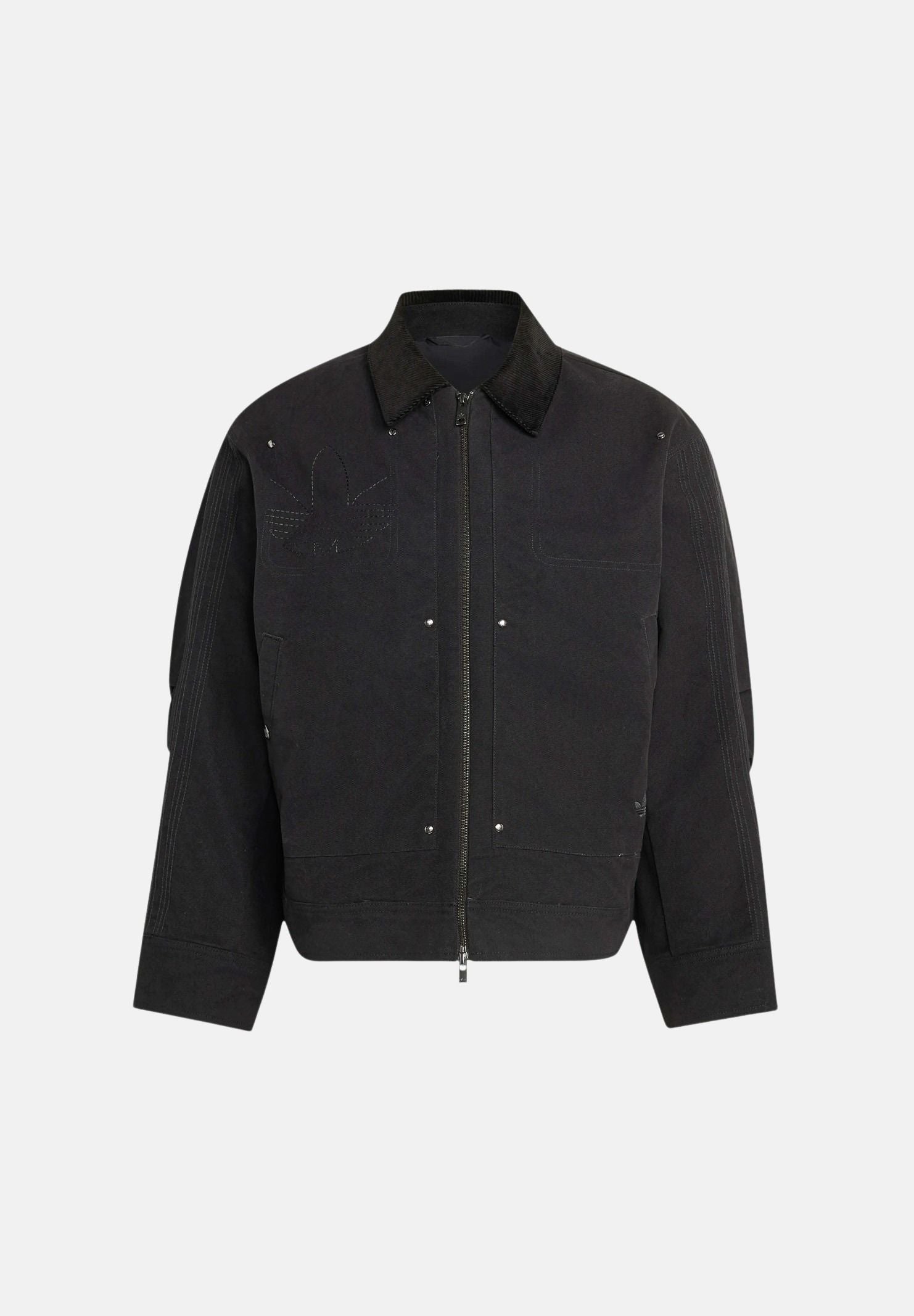 ADIDAS ORIGINALS Giubbotto PREMIUM ESSENTIALS bomber nero da uomo con logo trefoi ricamato KS1615 . ADIDAS ORIGINALS 