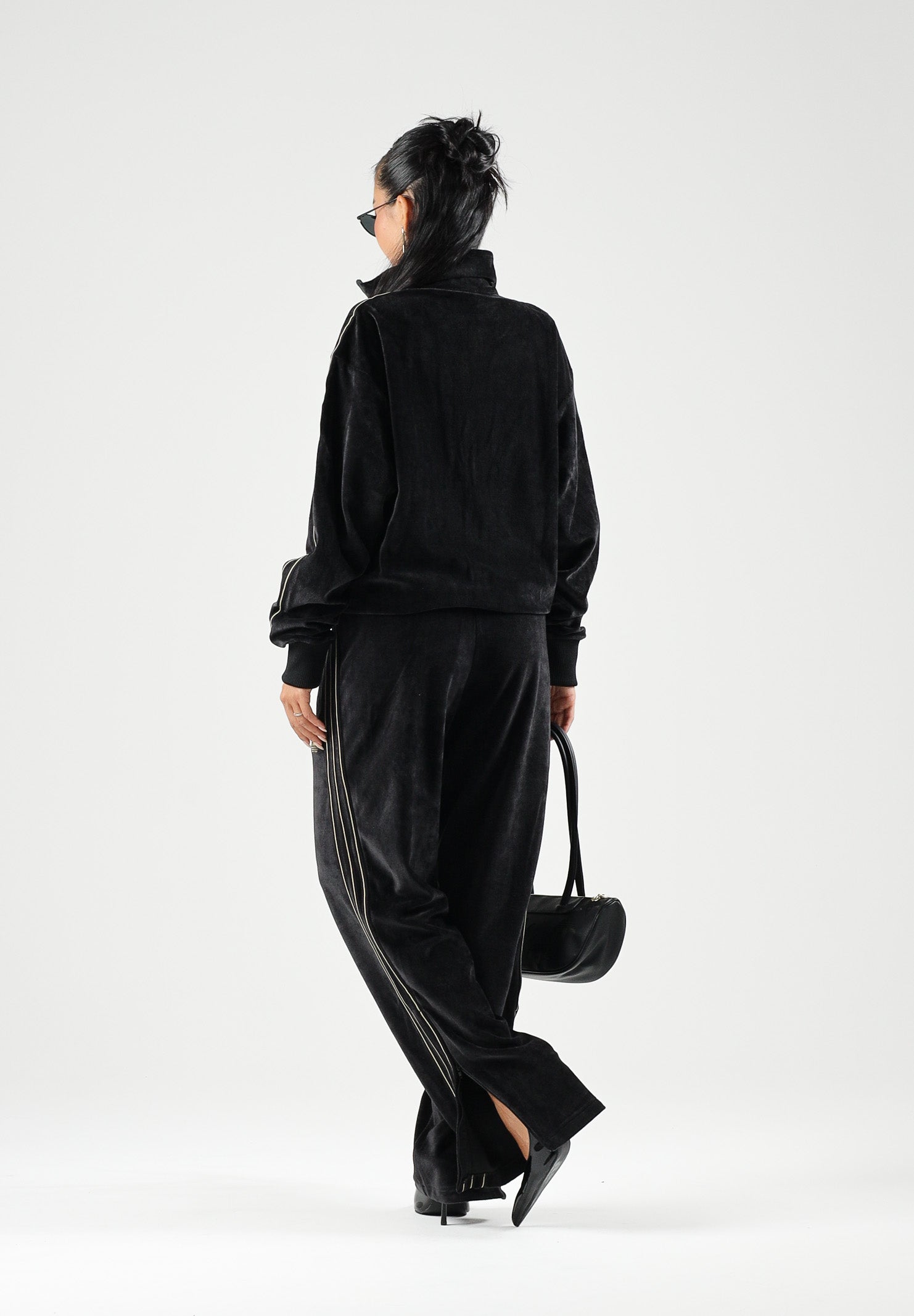 ADIDAS ORIGINALS Felpa con zip FIREBIRD VELOUR nero per uomo e donna  con mini logo KS4094 . ADIDAS ORIGINALS 