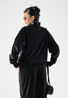 ADIDAS ORIGINALS Felpa con zip FIREBIRD VELOUR nero per uomo e donna  con mini logo KS4094 . ADIDAS ORIGINALS 