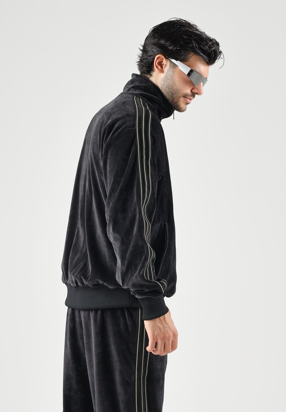 ADIDAS ORIGINALS Felpa con zip FIREBIRD VELOUR nero per uomo e donna  con mini logo KS4094 . ADIDAS ORIGINALS 
