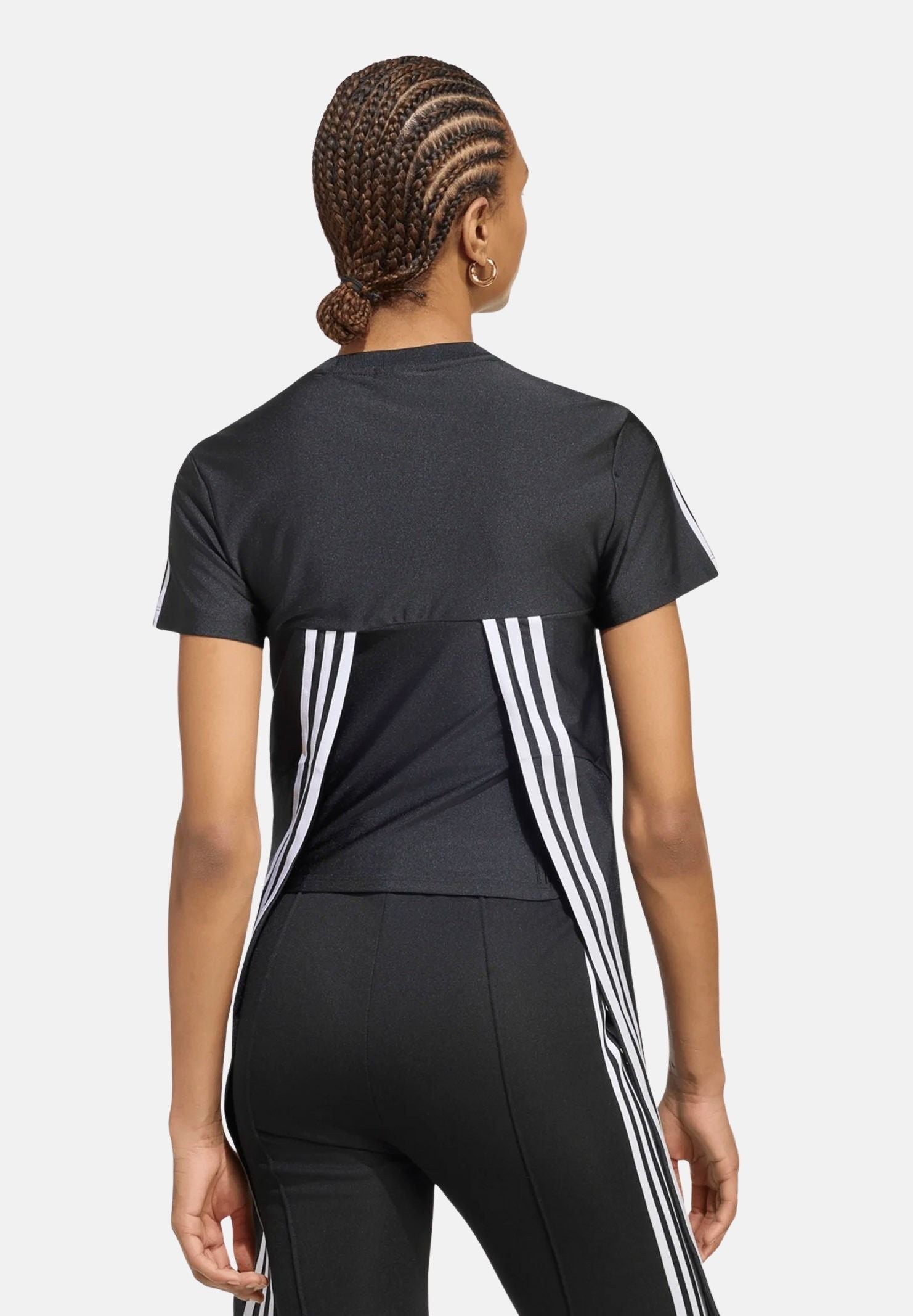 ADIDAS ORIGINALS T-shirt ADIDAS X MIA MARQUEZ nera da donna con design effetto corsetto KS4162 . ADIDAS ORIGINALS 
