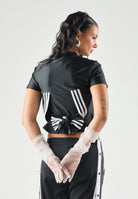 ADIDAS ORIGINALS T-shirt ADIDAS X MIA MARQUEZ nera da donna con design effetto corsetto KS4162 . ADIDAS ORIGINALS 