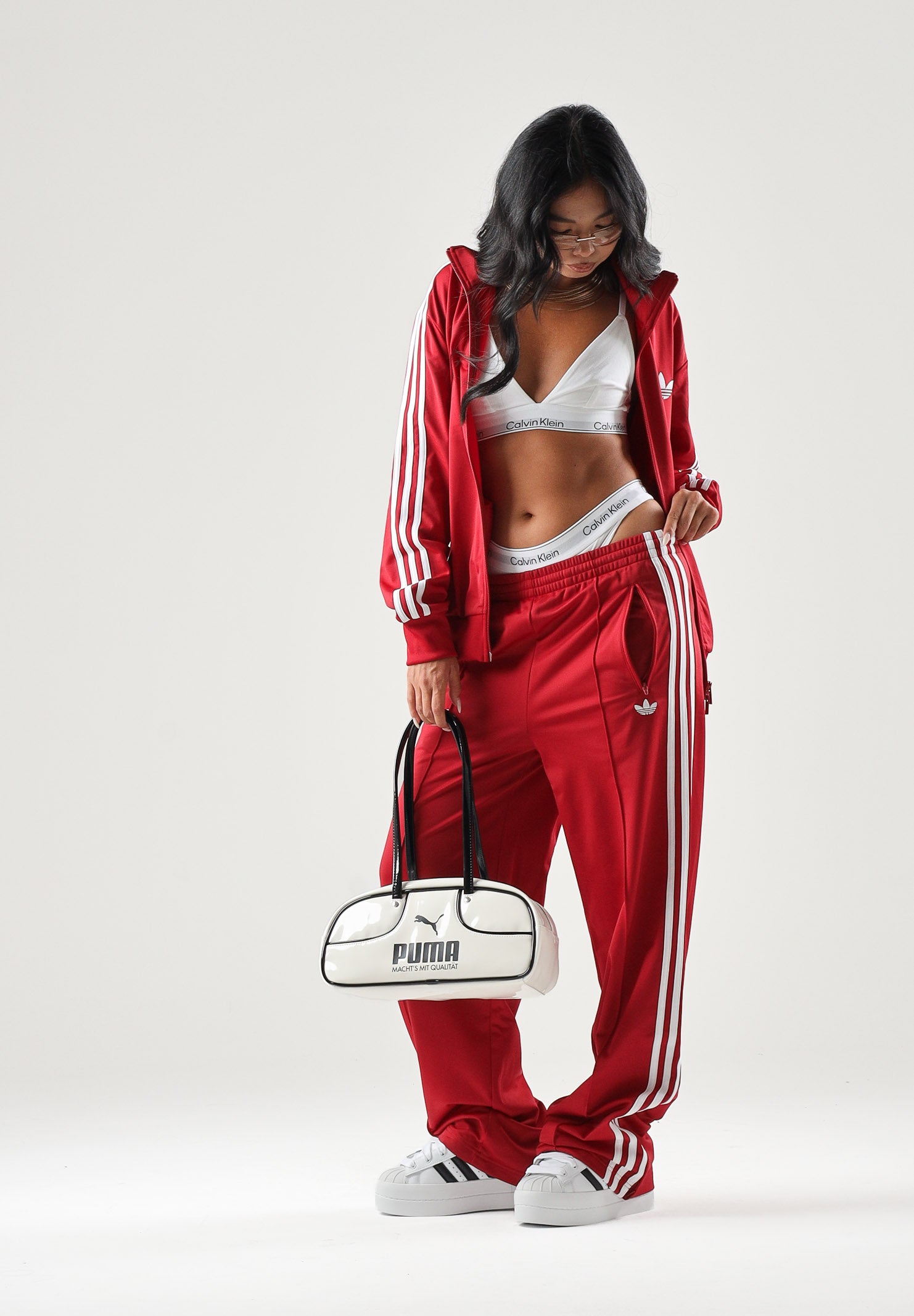 ADIDAS ORIGINALS Pantaloni sportivi FIREBIRD LOOSE A victory red rosso da donna con mini logo iconico KS4670 . ADIDAS ORIGINALS 