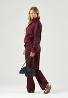ADIDAS ORIGINALS Felpa con zip maroon-bordeaux per donna con iconiche bande a contrasto. KS4678 . ADIDAS ORIGINALS 