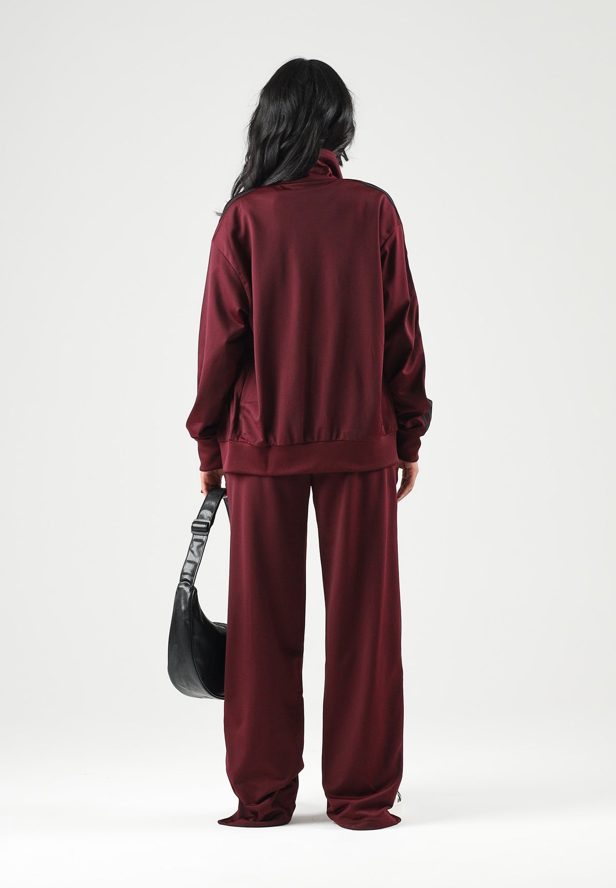 ADIDAS ORIGINALS Felpa con zip FIREBIRD maroon-bordeaux per donna con iconiche bande a contrasto. KS4678 . ADIDAS ORIGINALS 