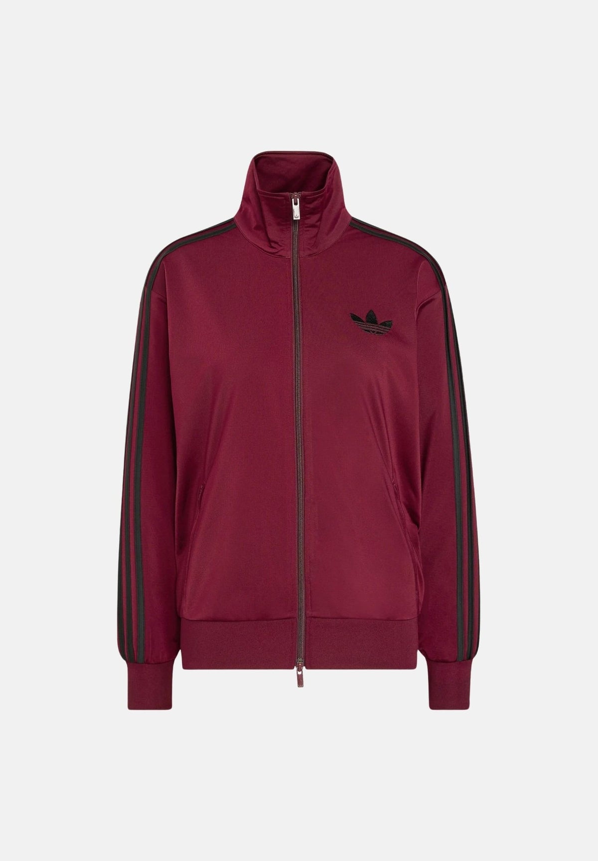ADIDAS ORIGINALS Felpa con zip FIREBIRD maroon-bordeaux per donna con iconiche bande a contrasto. KS4678 . ADIDAS ORIGINALS 