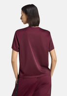 ADIDAS ORIGINALS T-shirt FIREBIRD TEE SHADOW marrone e bordeaux da donna con iconiche 3- stripes nere KS4799 . ADIDAS ORIGINALS 