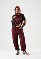 ADIDAS ORIGINALS T-shirt FIREBIRD TEE SHADOW marrone e bordeaux da donna con iconiche 3- stripes nere KS4799 . ADIDAS ORIGINALS 
