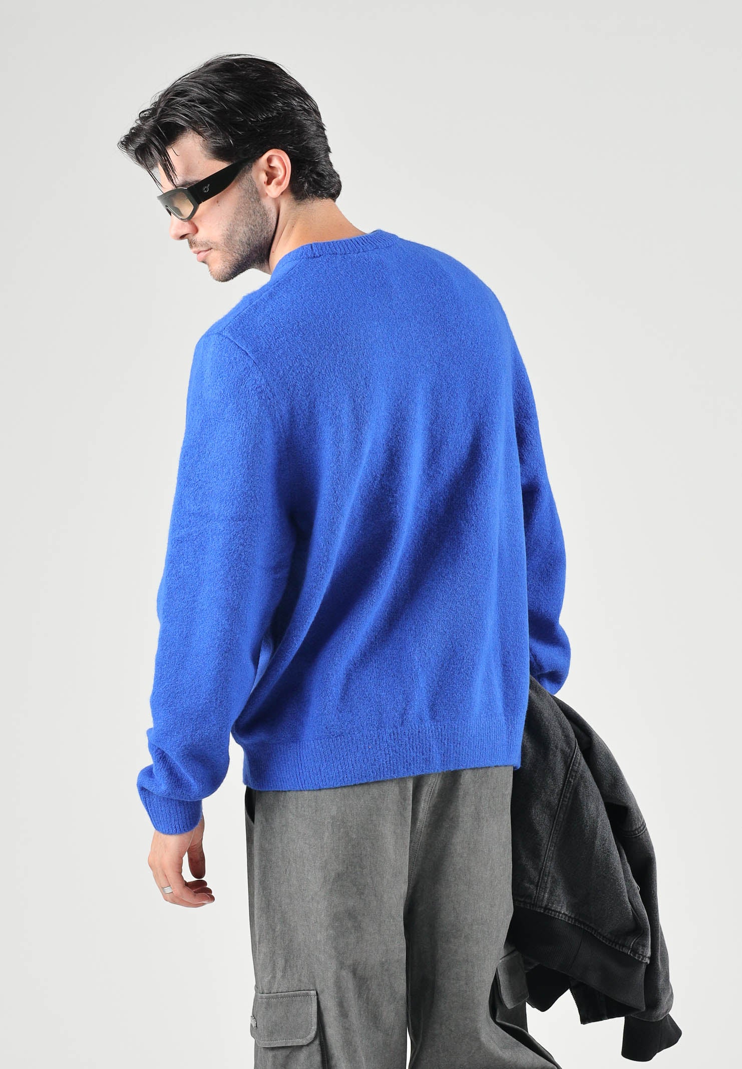 ADIDAS ORIGINALS Maglia girocollo TREFOIL ESSENTIALS FULLY blu per  uomo e donna con logo iconico KS4890 . ADIDAS ORIGINALS 