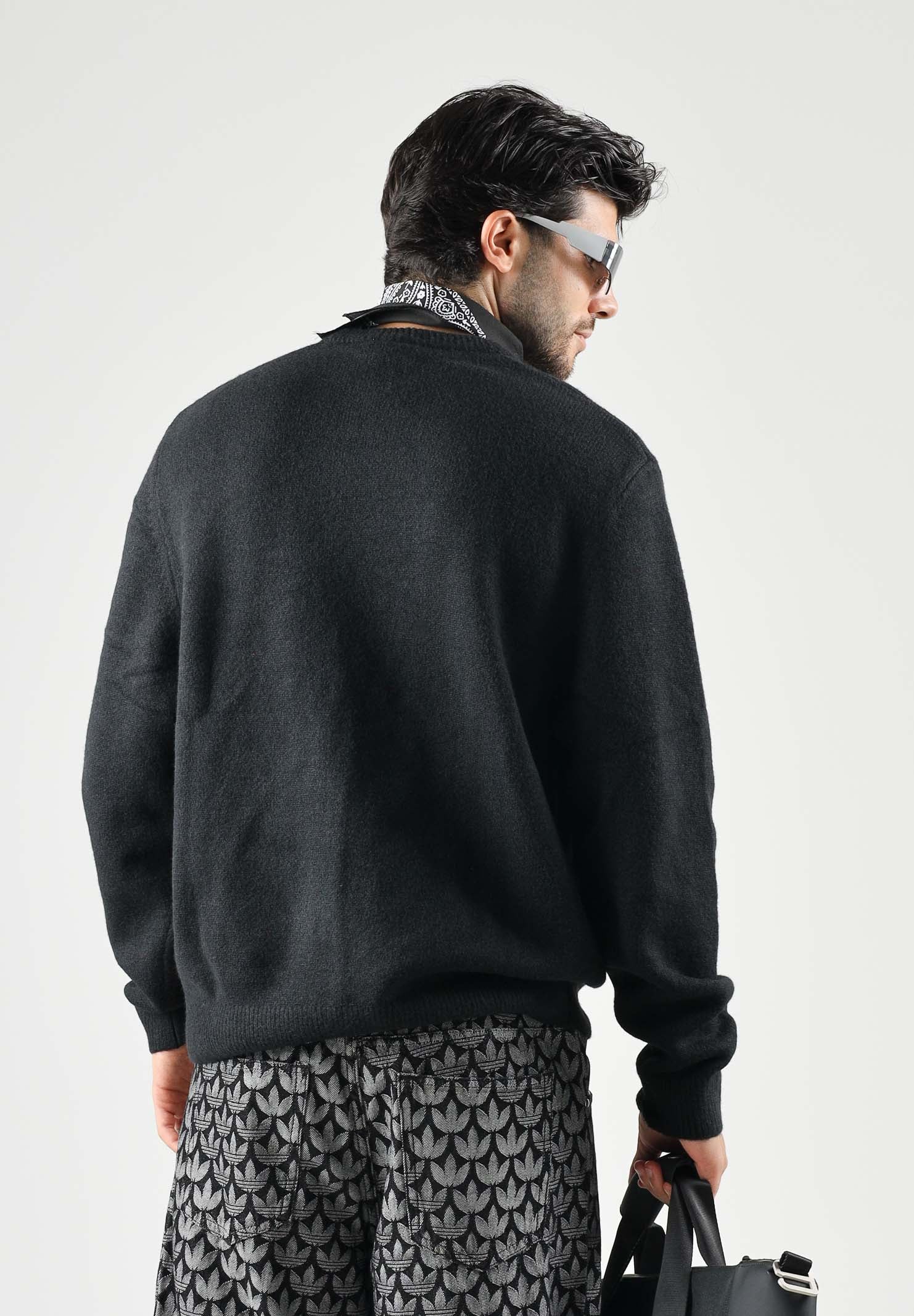 ADIDAS ORIGINALS Maglione girocolloTREFOIL ESSENTIALS FULLY nero per uomo e donna con logo iconico KS4891 . ADIDAS ORIGINALS 