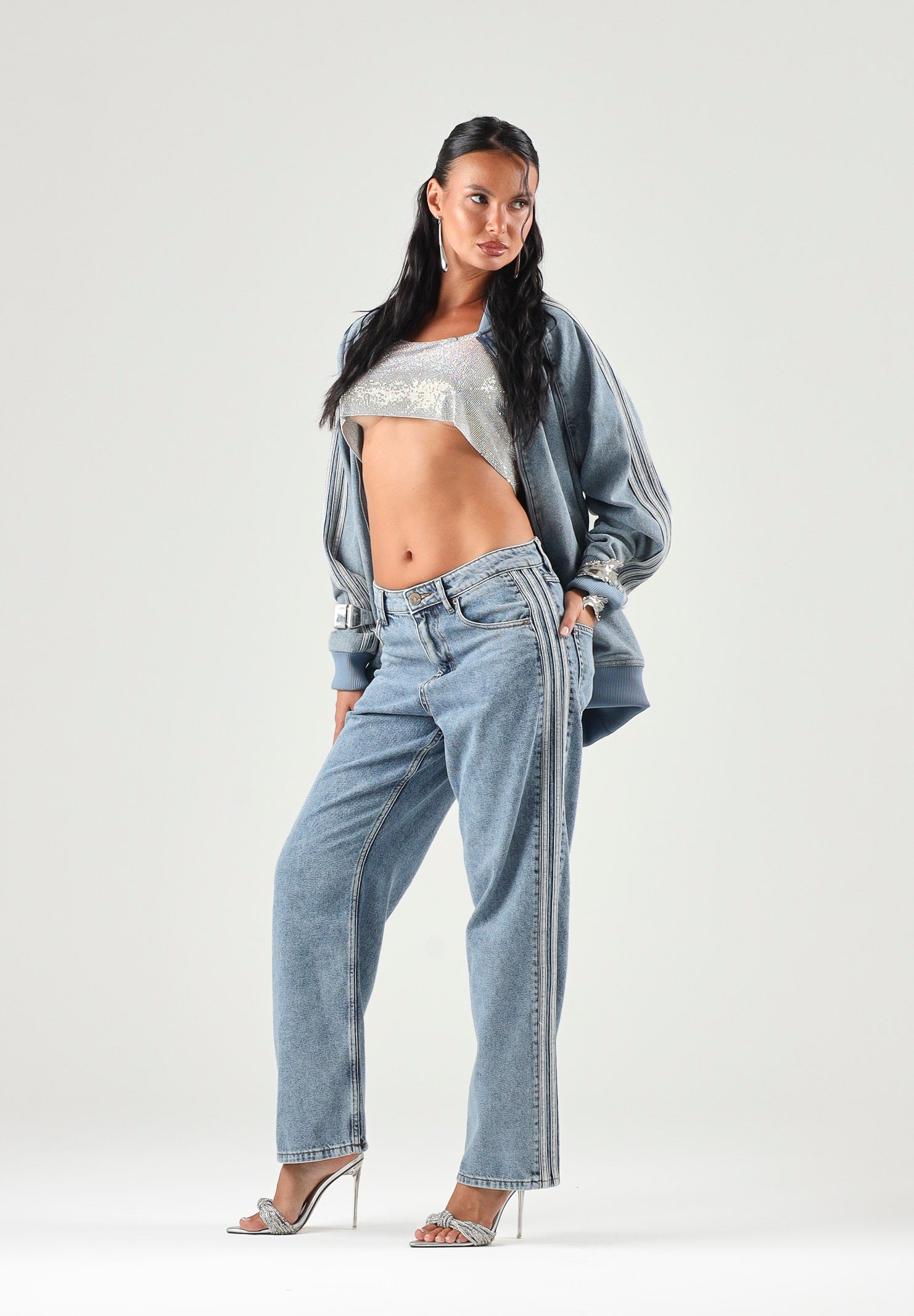 ADIDAS ORIGINALS Jeans FIREBIRD ADICOLOR DENIM worn blue-celeste chiaro da uomo con iconche 3-stripes KS4966 . ADIDAS ORIGINALS 