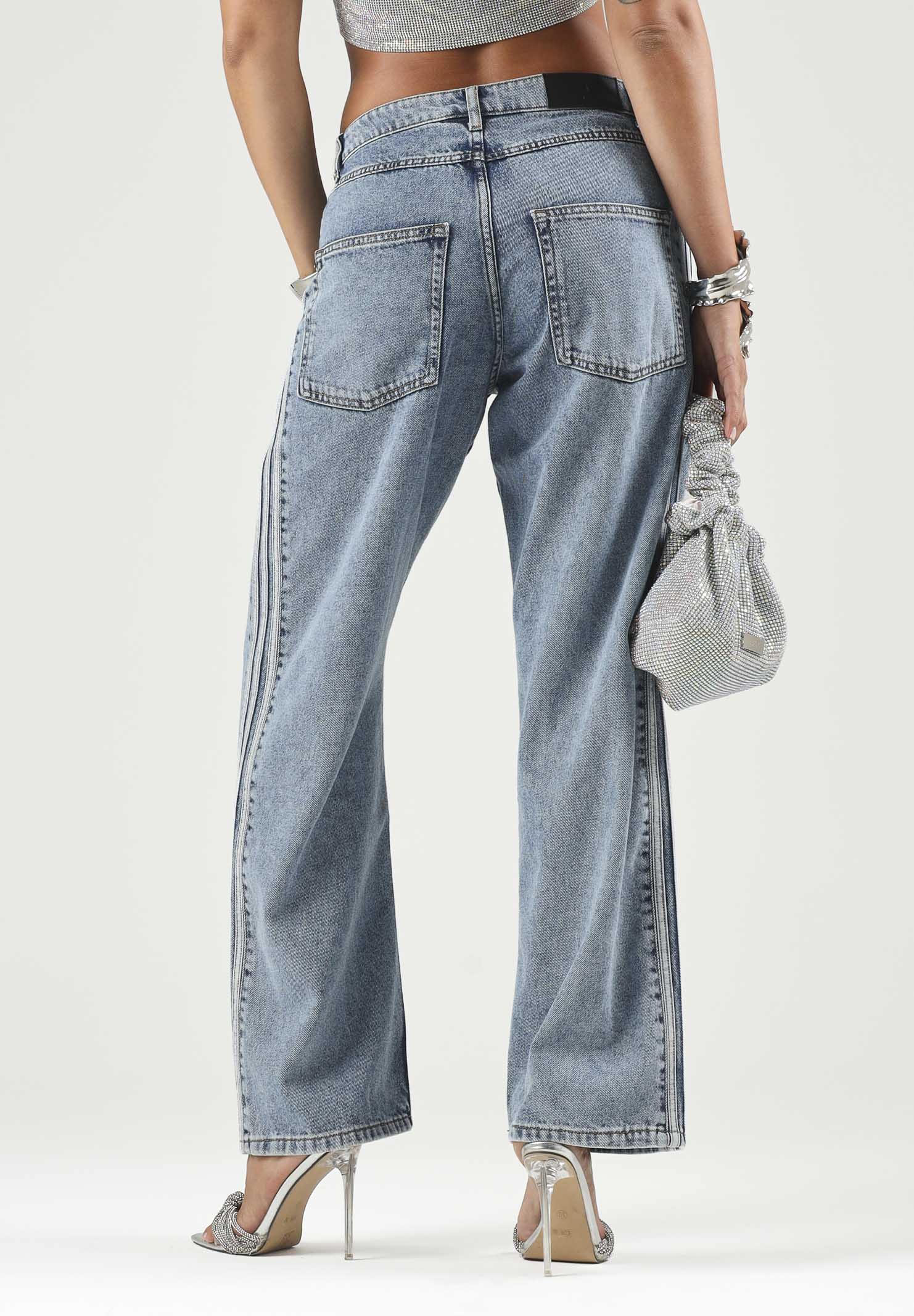 ADIDAS ORIGINALS Jeans FIREBIRD ADICOLOR DENIM worn blue-celeste chiaro da uomo con iconche 3-stripes KS4966 . ADIDAS ORIGINALS 