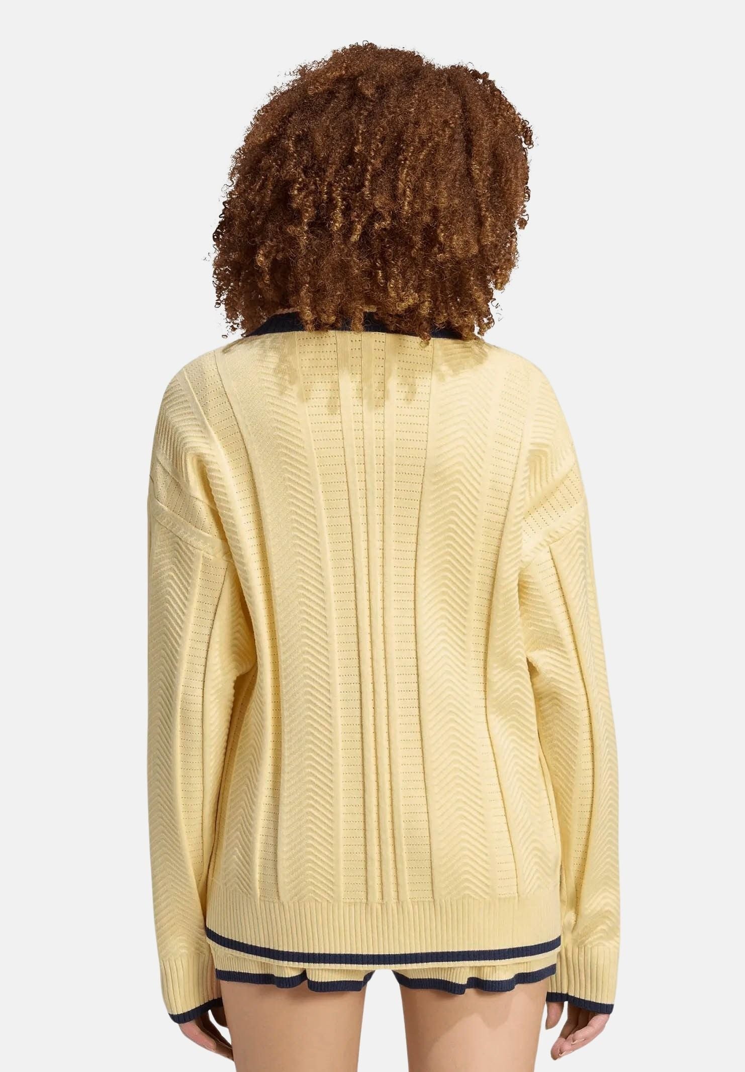 ADIDAS ORIGINALS Cardigan CABLE KNIT , warm vanila, giallo-crema, da donna <BR/> KS4968 . ADIDAS ORIGINALS 