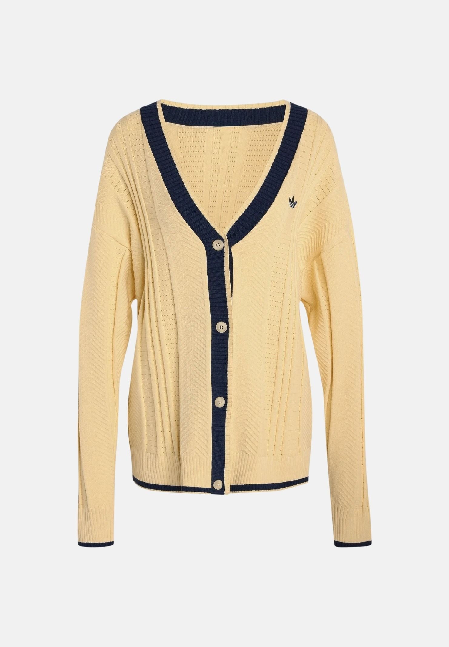 ADIDAS ORIGINALS Cardigan CABLE KNIT , warm vanila, giallo-crema, da donna <BR/> KS4968 . ADIDAS ORIGINALS 
