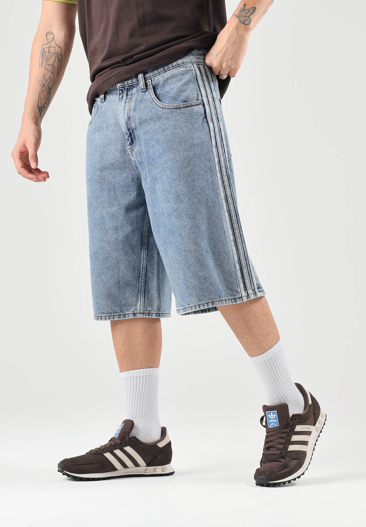 ADIDAS ORIGINALS Bermuda FIREBIRD MID-RISE light-blu da uomo con iconiche 3-Stripes KS4975 . ADIDAS ORIGINALS 