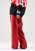 ADIDAS ORIGINALS Pantaloni WIDE LEG rosso per donna con coulisse in vita e bande laterali bianche. KS7338 . ADIDAS ORIGINALS 