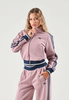 ADIDAS ORIGINALS Felpa con zip FIREBIRD TRACK TOP rosa malva per donna con collo alto e tre strisce sulle maniche. KS7352 . ADIDAS ORIGINALS 