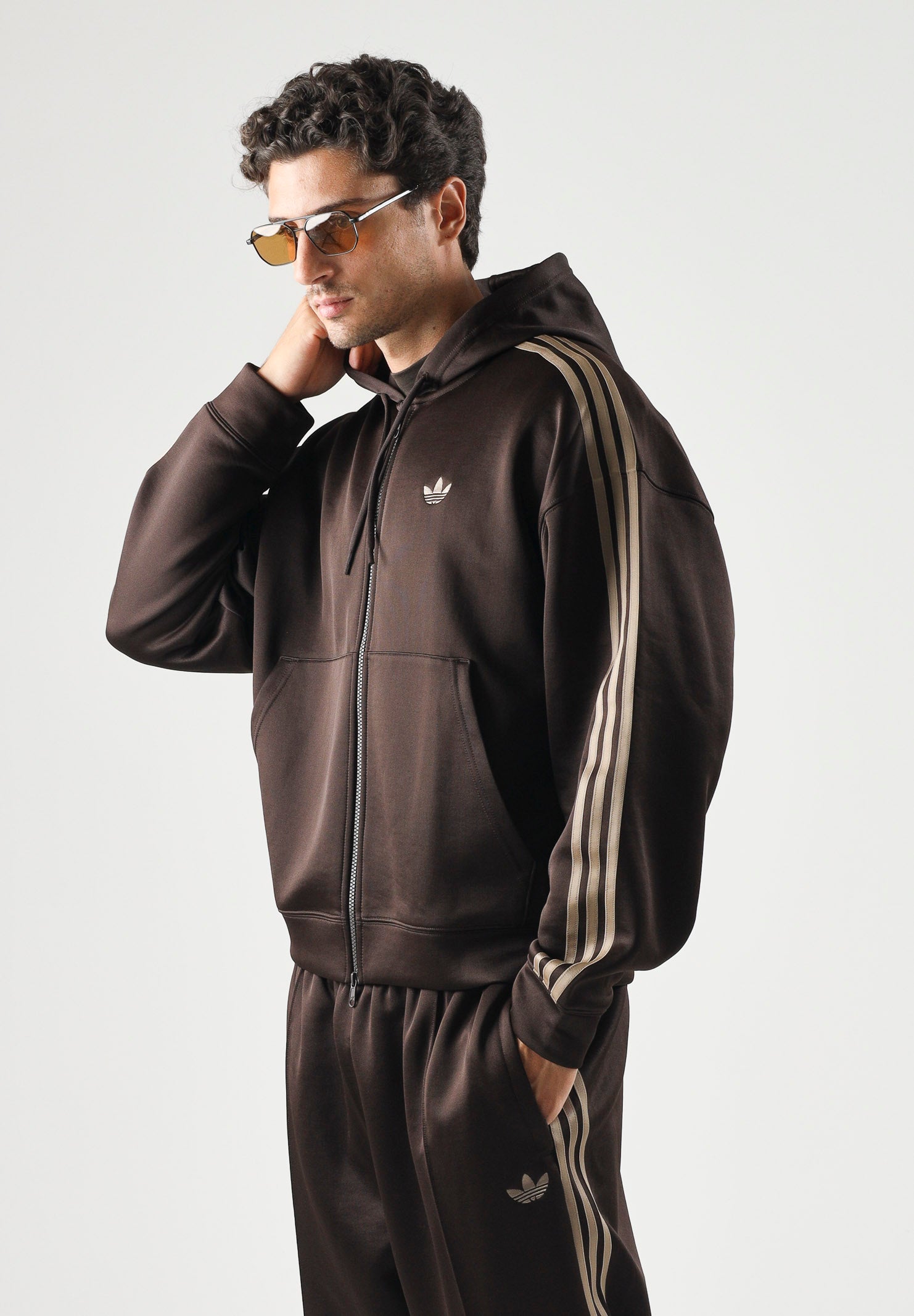 ADIDAS ORIGINALS Felpa ADICOLOR SPACER OVERSIZED Aurora Coffee marrone da uomo con cappuccio KS7426 . ADIDAS ORIGINALS 