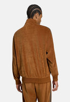 ADIDAS ORIGINALS Felpa con zip FIREBIRD VELOUR marrone-bronzo da uomo con iconiche 3-Stripes laterali KS7459 . ADIDAS ORIGINALS 