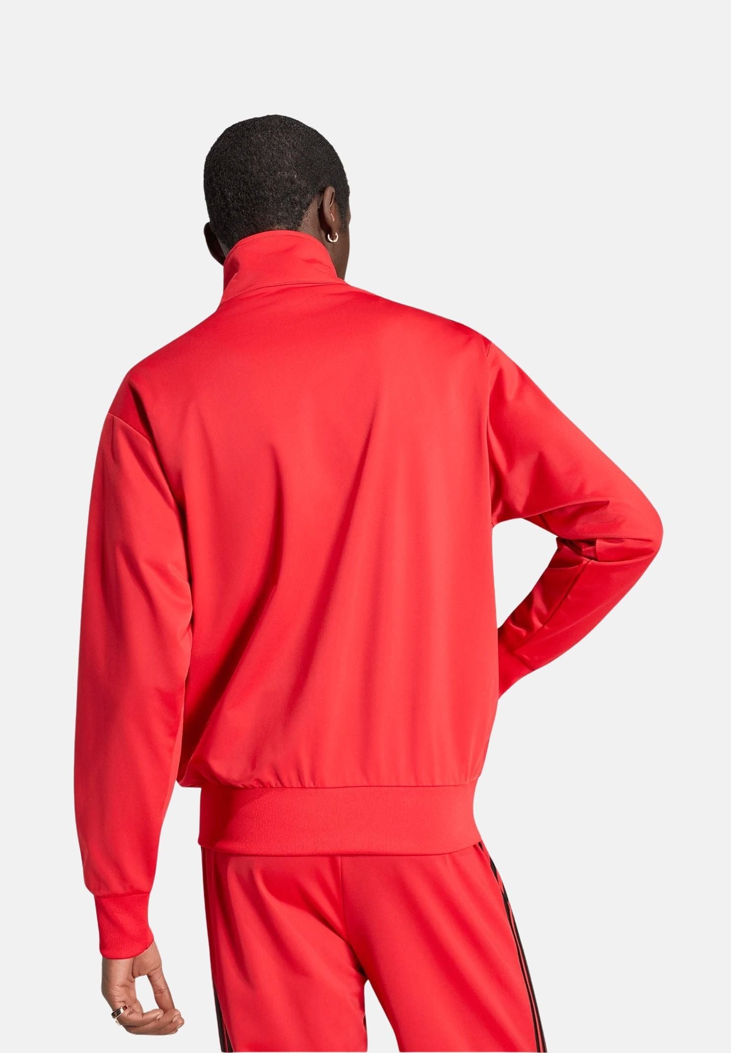 ADIDAS ORIGINALS  Felpa FIREBIRD con zip, vivid red- rosso vivo, da uomo con strisce nere a contrasto<BR/> KS7461 . ADIDAS ORIGINALS 