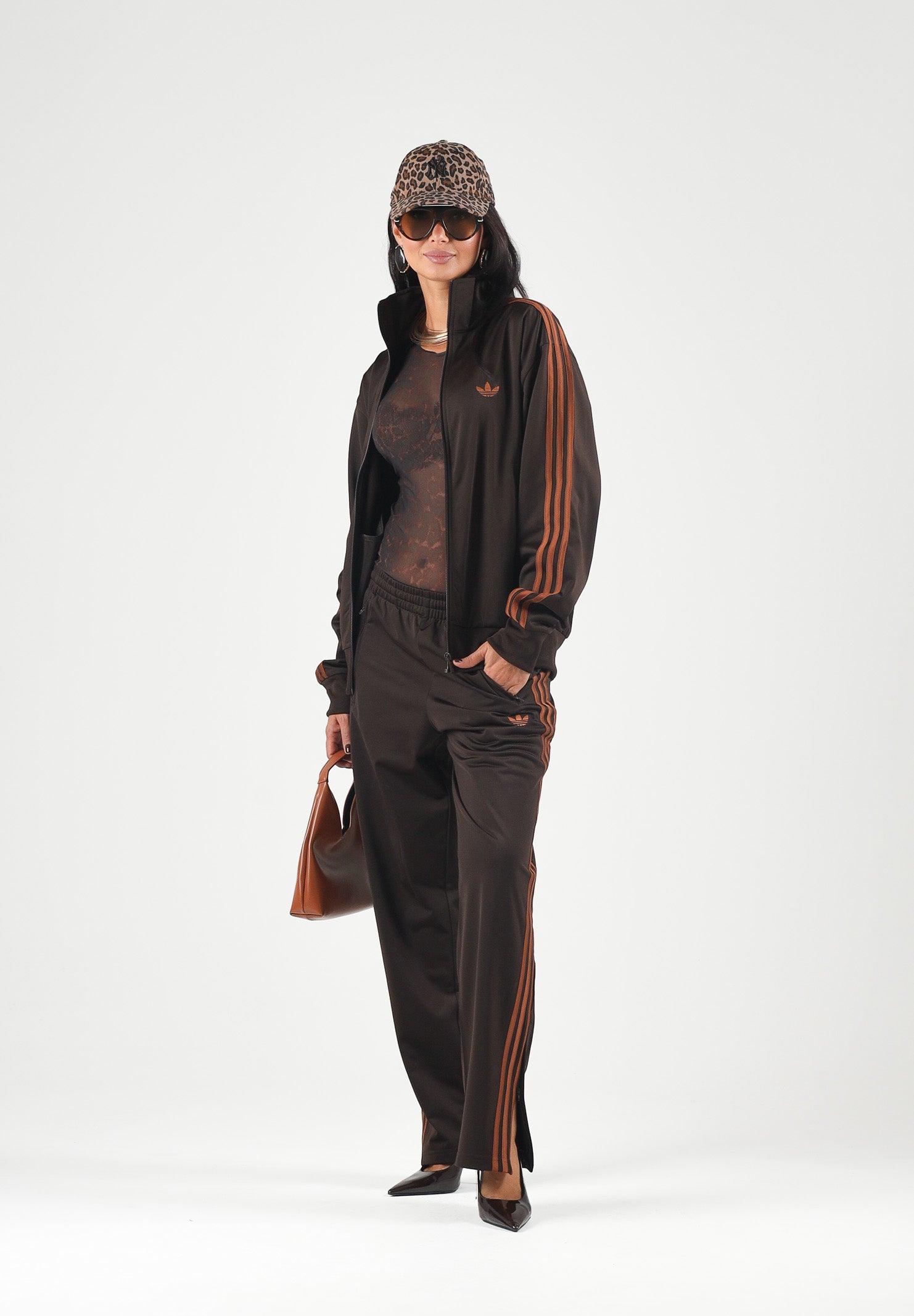 ADIDAS ORIGINALS Felpa con zip FIREBIRD TRACK JACKET Aurora Coffee marrone scuro per uomo e donna effetto acetato KS7464 . ADIDAS ORIGINALS 