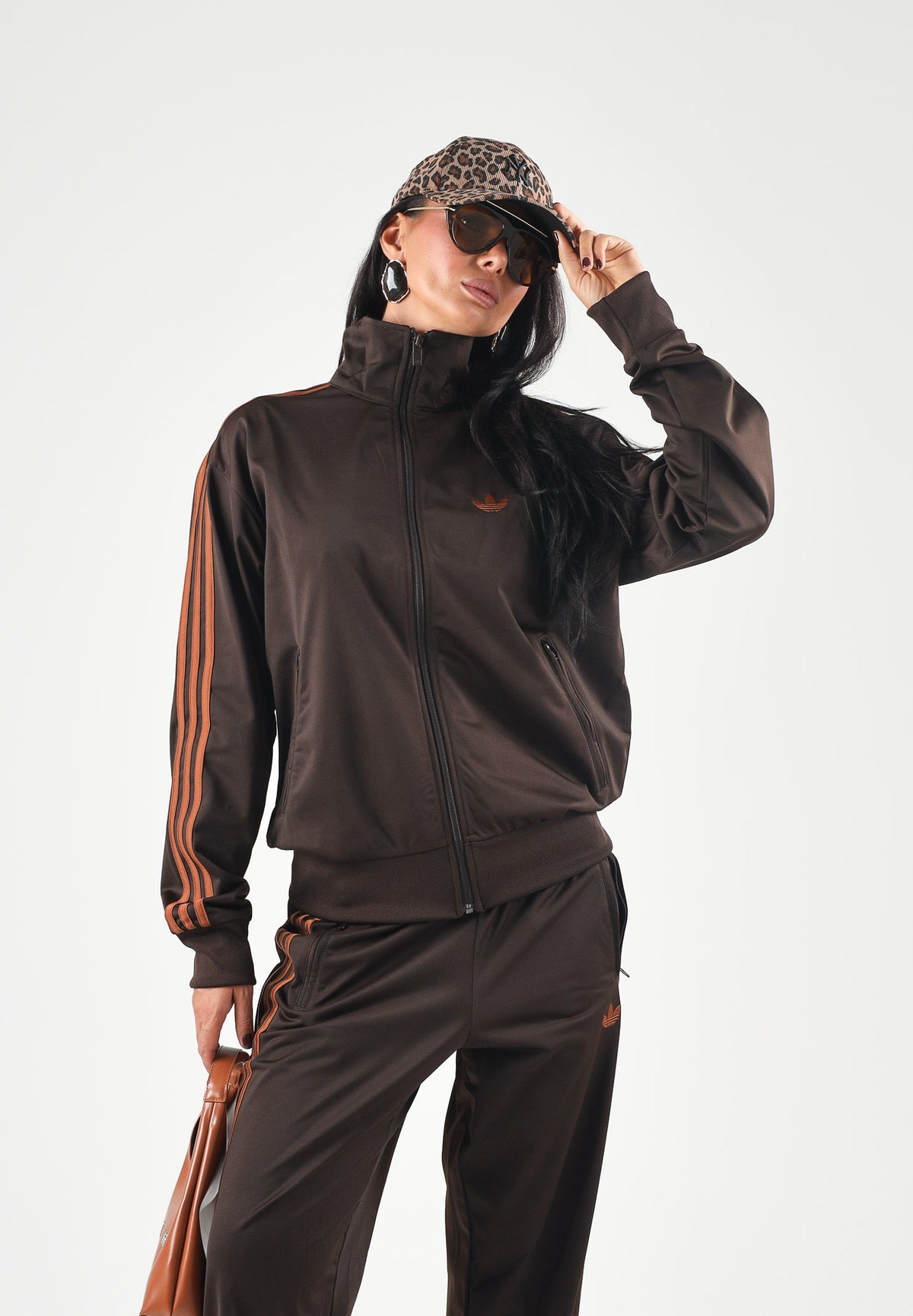ADIDAS ORIGINALS Felpa con zip FIREBIRD TRACK JACKET Aurora Coffee marrone scuro per uomo e donna effetto acetato KS7464 . ADIDAS ORIGINALS 