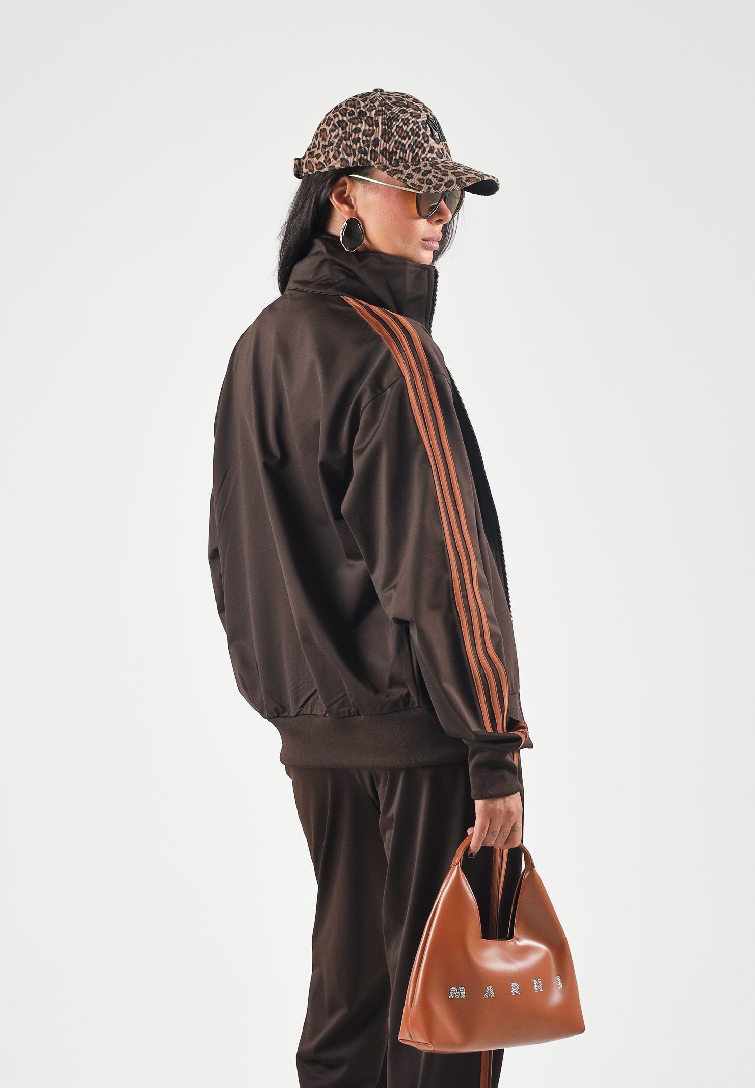 ADIDAS ORIGINALS Felpa con zip FIREBIRD TRACK JACKET Aurora Coffee marrone scuro per uomo e donna effetto acetato KS7464 . ADIDAS ORIGINALS 