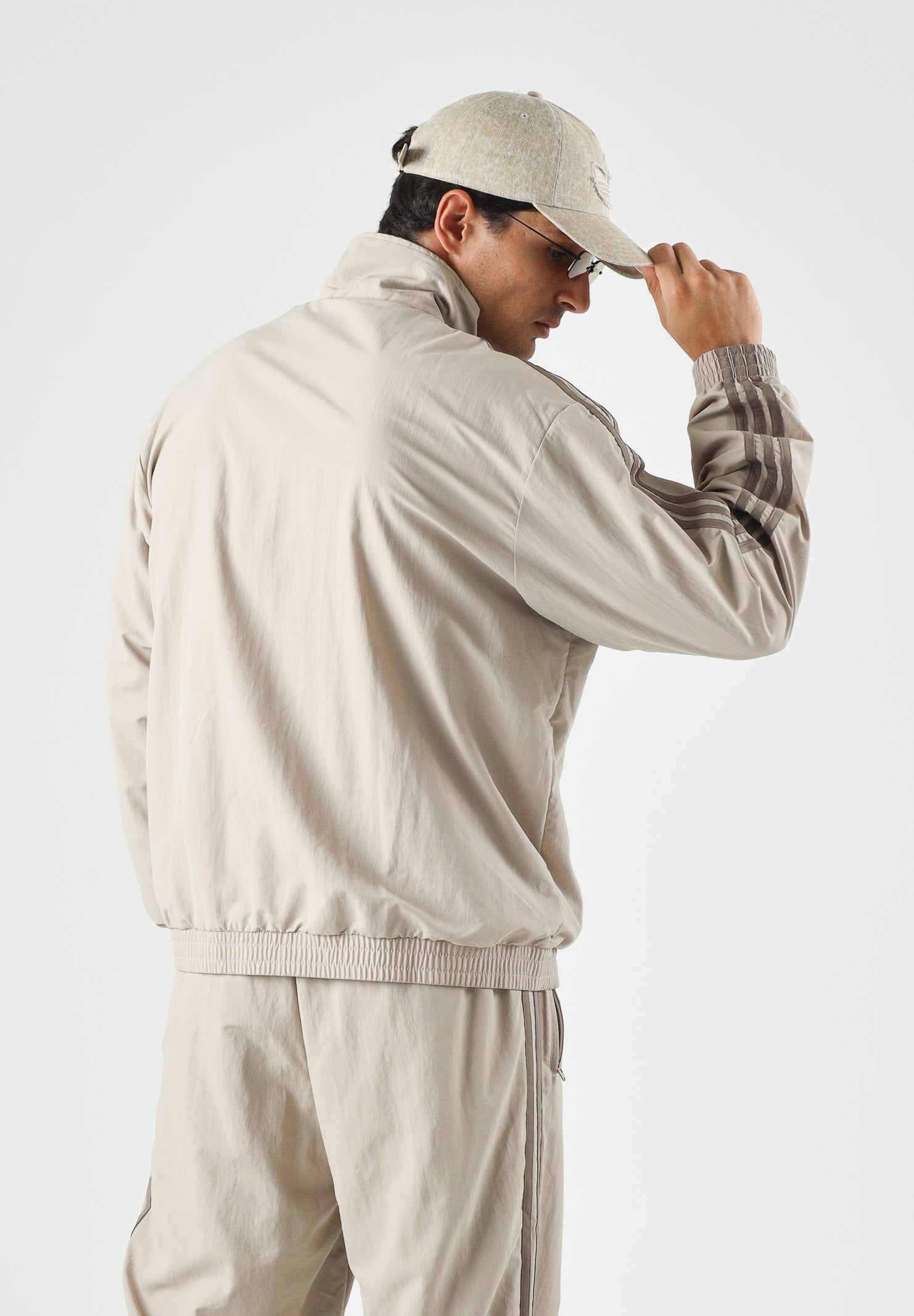 ADIDAS ORIGINALS Felpa FIREBIRD WOVEN con zip kaki beige da uomo<BR/> KS7494 . ADIDAS ORIGINALS 