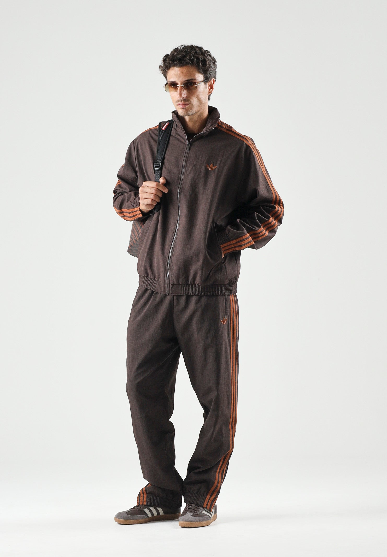 ADIDAS ORIGINALS Pantaloni FIREBIRD WOVEN Aurora Coffee-marrone da uomo con logo Trefoil ricamato. KS7499 . ADIDAS ORIGINALS 