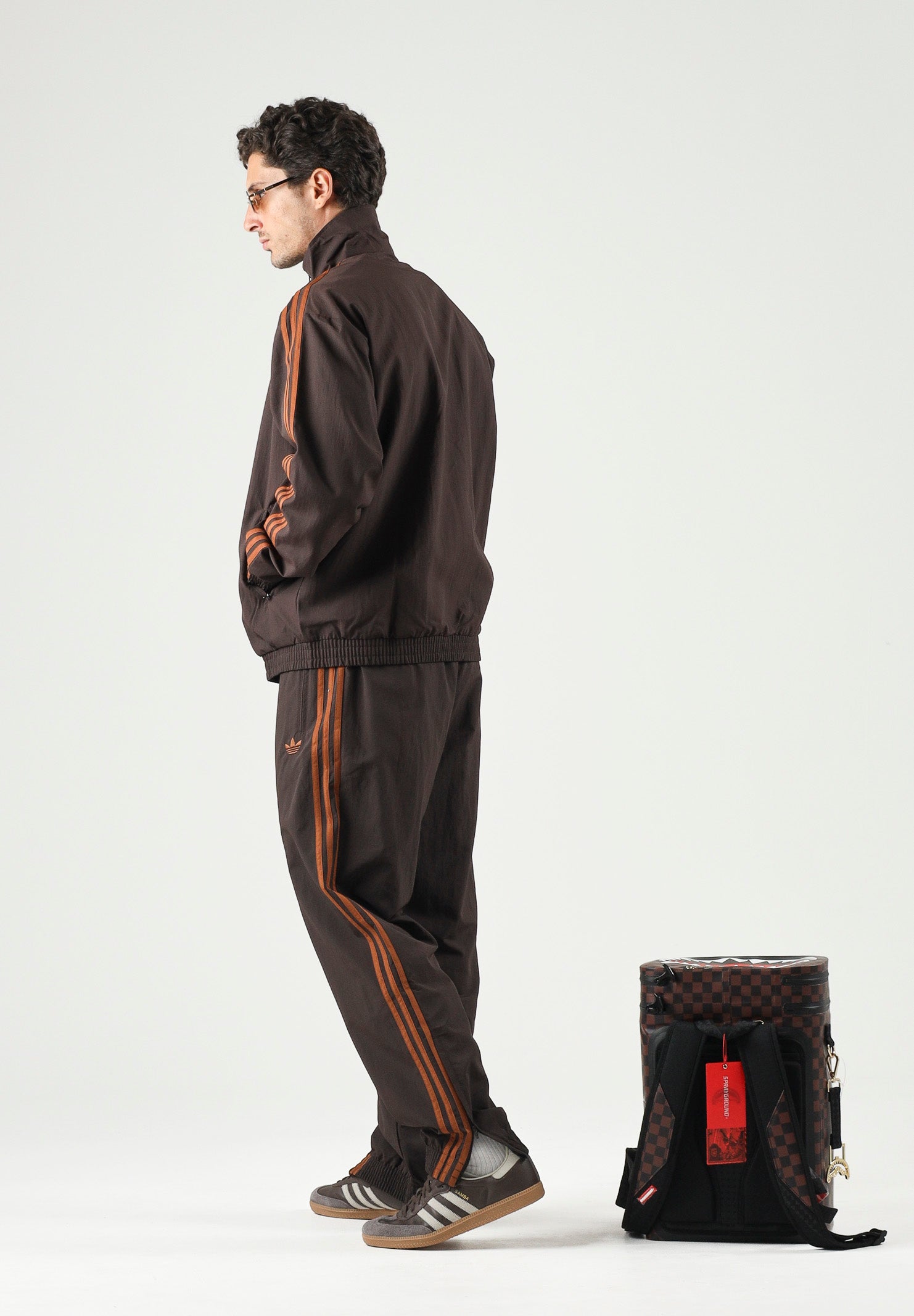 ADIDAS ORIGINALS Pantaloni FIREBIRD WOVEN Aurora Coffee-marrone da uomo con logo Trefoil ricamato. KS7499 . ADIDAS ORIGINALS 