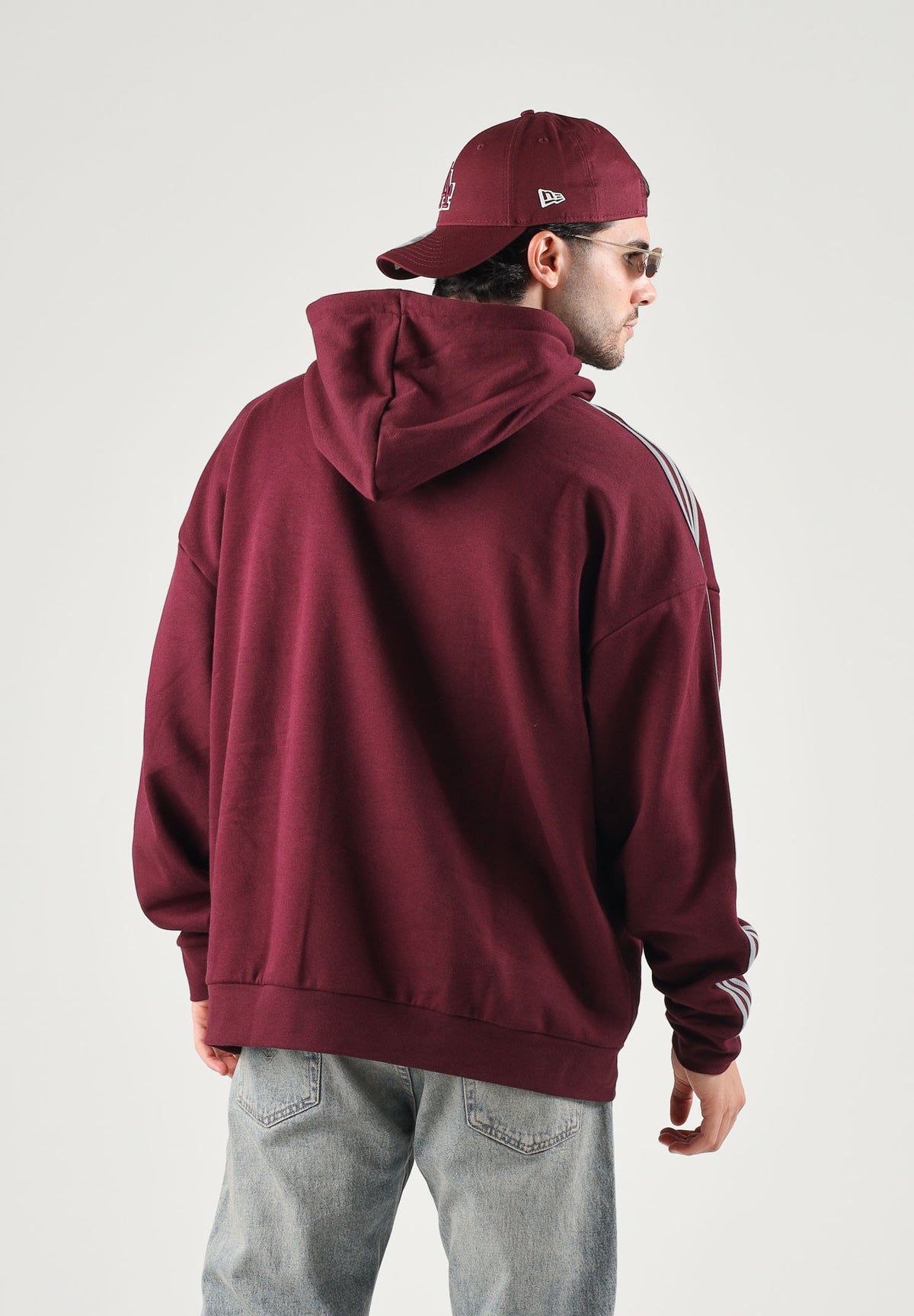ADIDAS ORIGINALS Felpa con cappuccio ADICOLOR CLASSICS maroon bordeaux da uomo con mini logo KS7506 . ADIDAS ORIGINALS 
