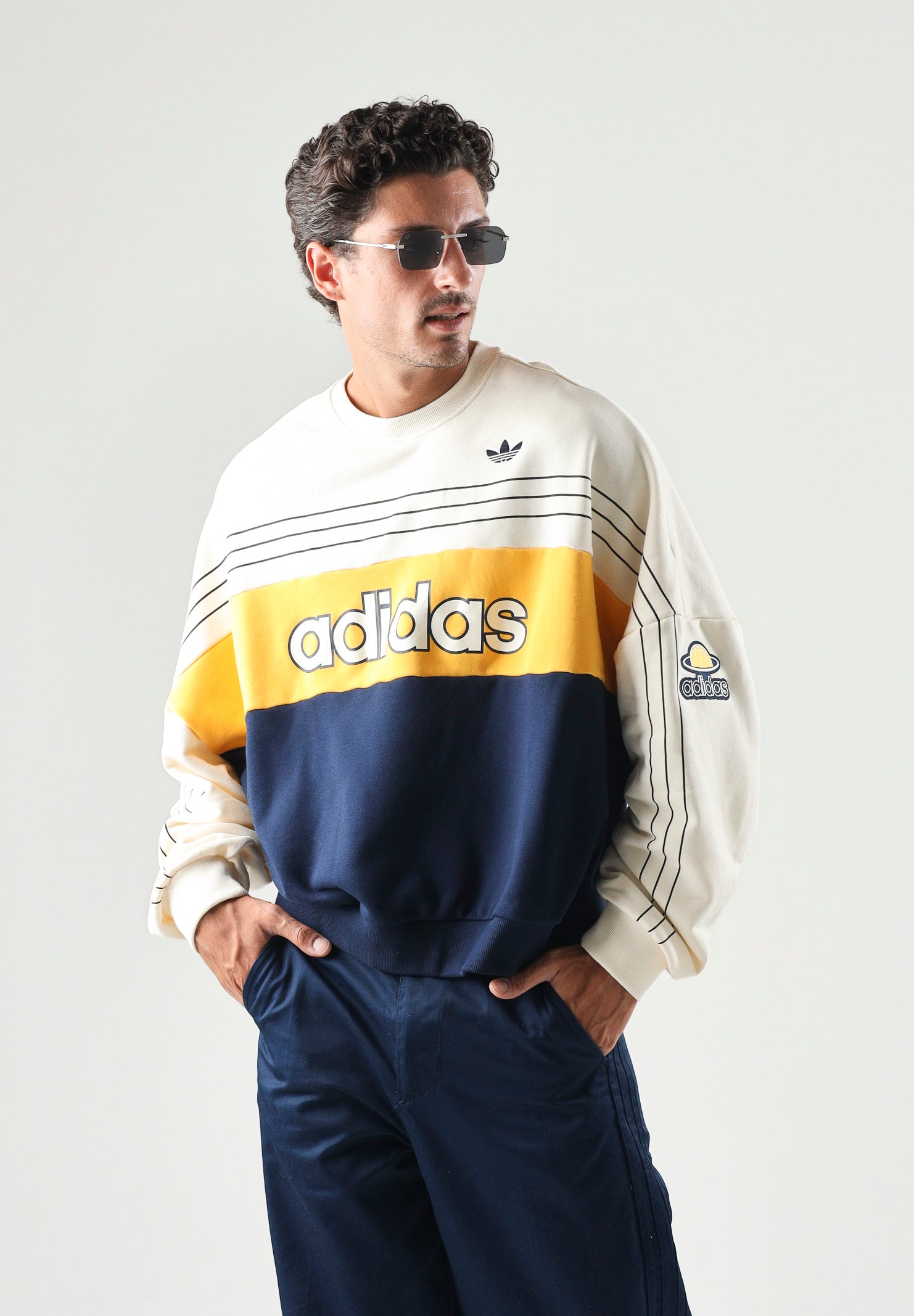 ADIDAS ORIGINALS Felpa ORIGINALS CREWNECK Cream White-vaniglia per uomo e donna KS8191 . ADIDAS ORIGINALS 