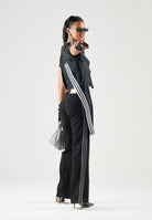 ADIDAS ORIGINALS Jeans SST LOW RISE FLARED nero da donna con gamba svasata. KS9214 . ADIDAS ORIGINALS 