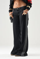 ADIDAS ORIGINALS Jeans SST LOW RISE FLARED nero da donna con gamba svasata. KS9214 . ADIDAS ORIGINALS 