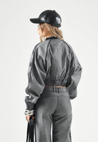 ADIDAS ORIGINALS Felpa con zip SST DENIM TRACKTOP grigia per donna con design cropped corto KS9215 . ADIDAS ORIGINALS 