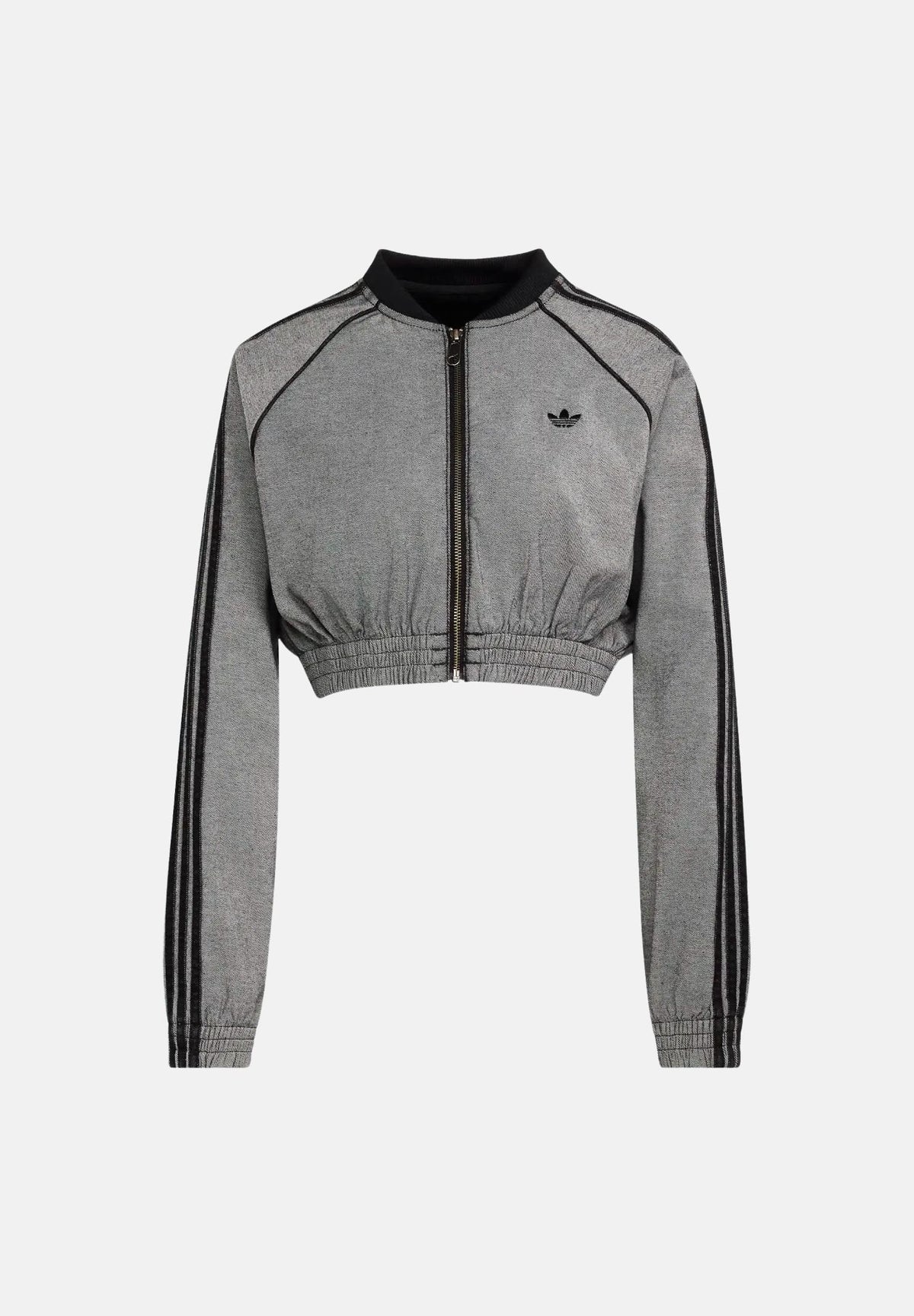 ADIDAS ORIGINALS Felpa con zip SST DENIM TRACKTOP grigia per donna con design cropped corto KS9215 . ADIDAS ORIGINALS 