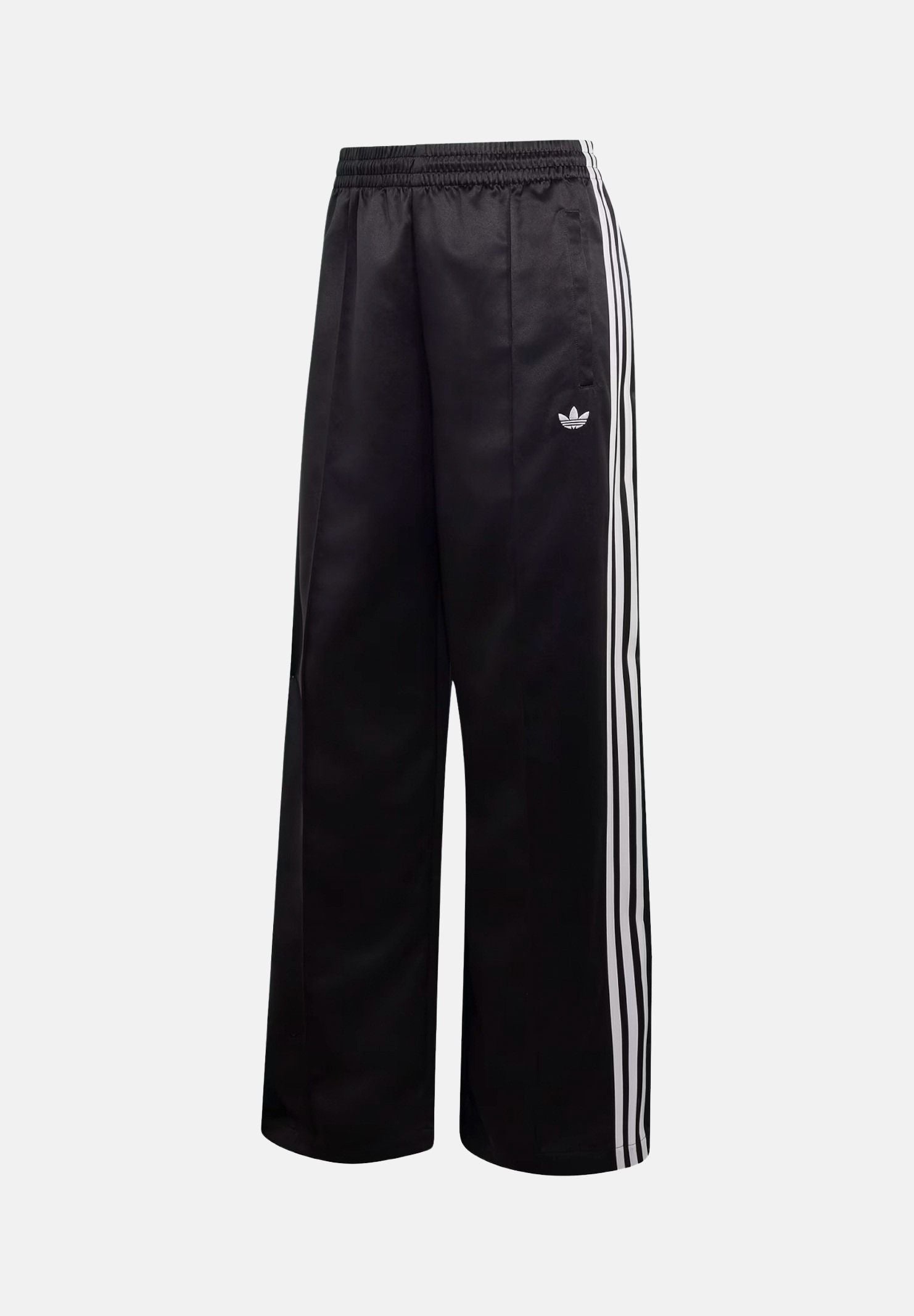 ADIDAS ORIGINALS Pantalone SATIN SST LOOSE nero da donna con iconiche 3-Stripes laterali a contrasto. KS9372 . ADIDAS ORIGINALS 