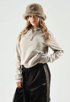 ADIDAS ORIGINALS Felpa con zip TREFOIL ESSENTIALS HOODIE Khaki Three, beige da uomo con cappuccio KS9805 . ADIDAS ORIGINALS 