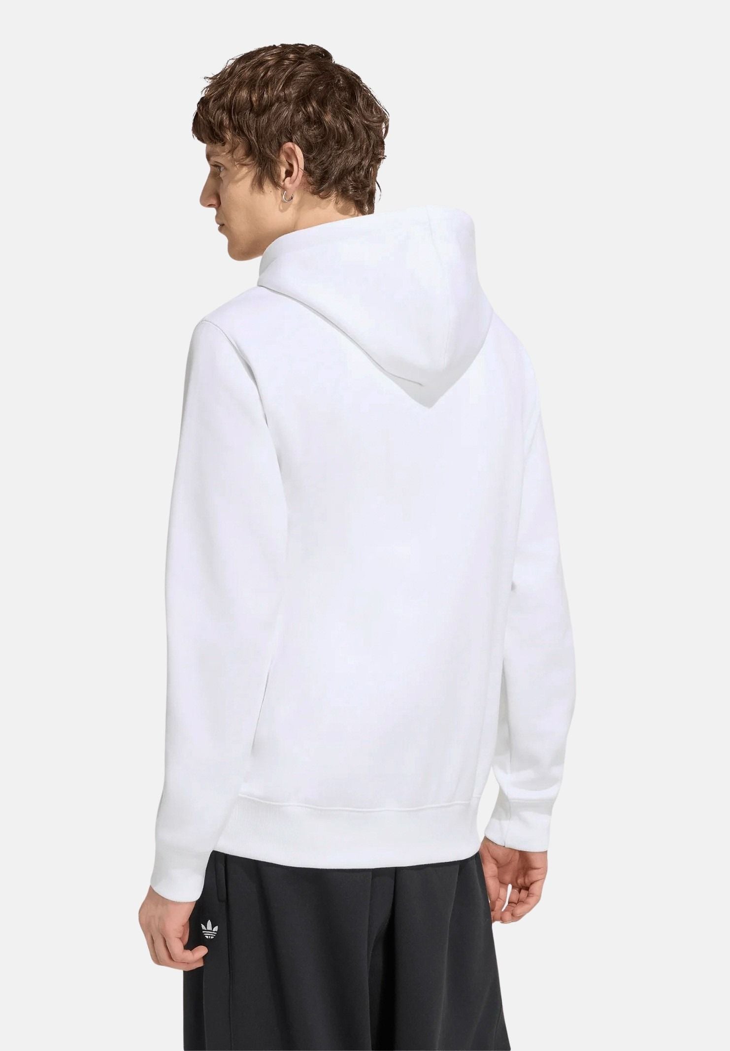 ADIDAS ORIGINALS Felpa TREFOIL ESSENTIALS HOODIE bianca da uomo con cappuccio KS9806 . ADIDAS ORIGINALS 