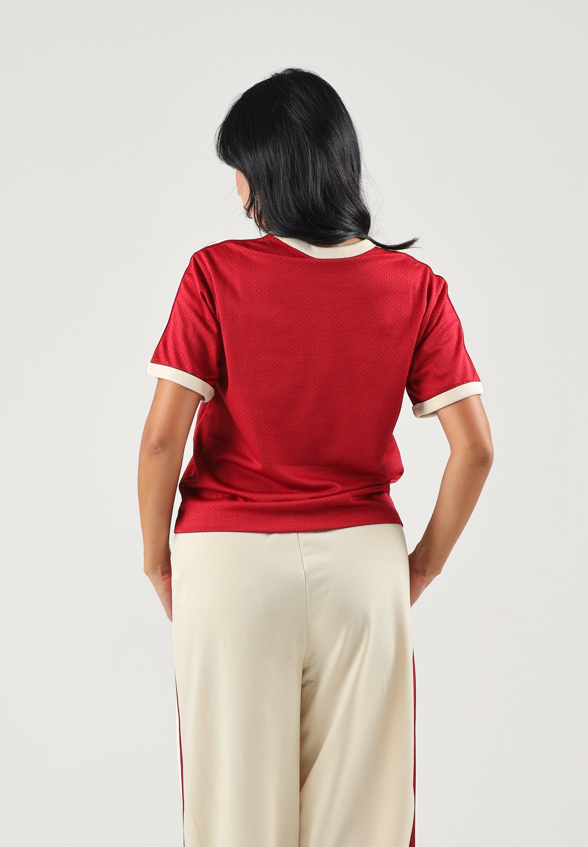 ADIDAS ORIGINALS T-shirt TMVIRE WARV rossa da donna con logo frontale stampato. KS9840 . ADIDAS ORIGINALS 