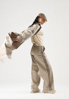ADIDAS ORIGINALS Pantaloni 3 STRIPES PLEATED PANTS khaki beige da donna KS9949 . ADIDAS ORIGINALS 