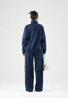 ADIDAS ORIGINALS Pantaloni FIREBIRD WIDE LEG blu da donna con gamba ampia e pieghe centrali stirate KS9976 . ADIDAS ORIGINALS 
