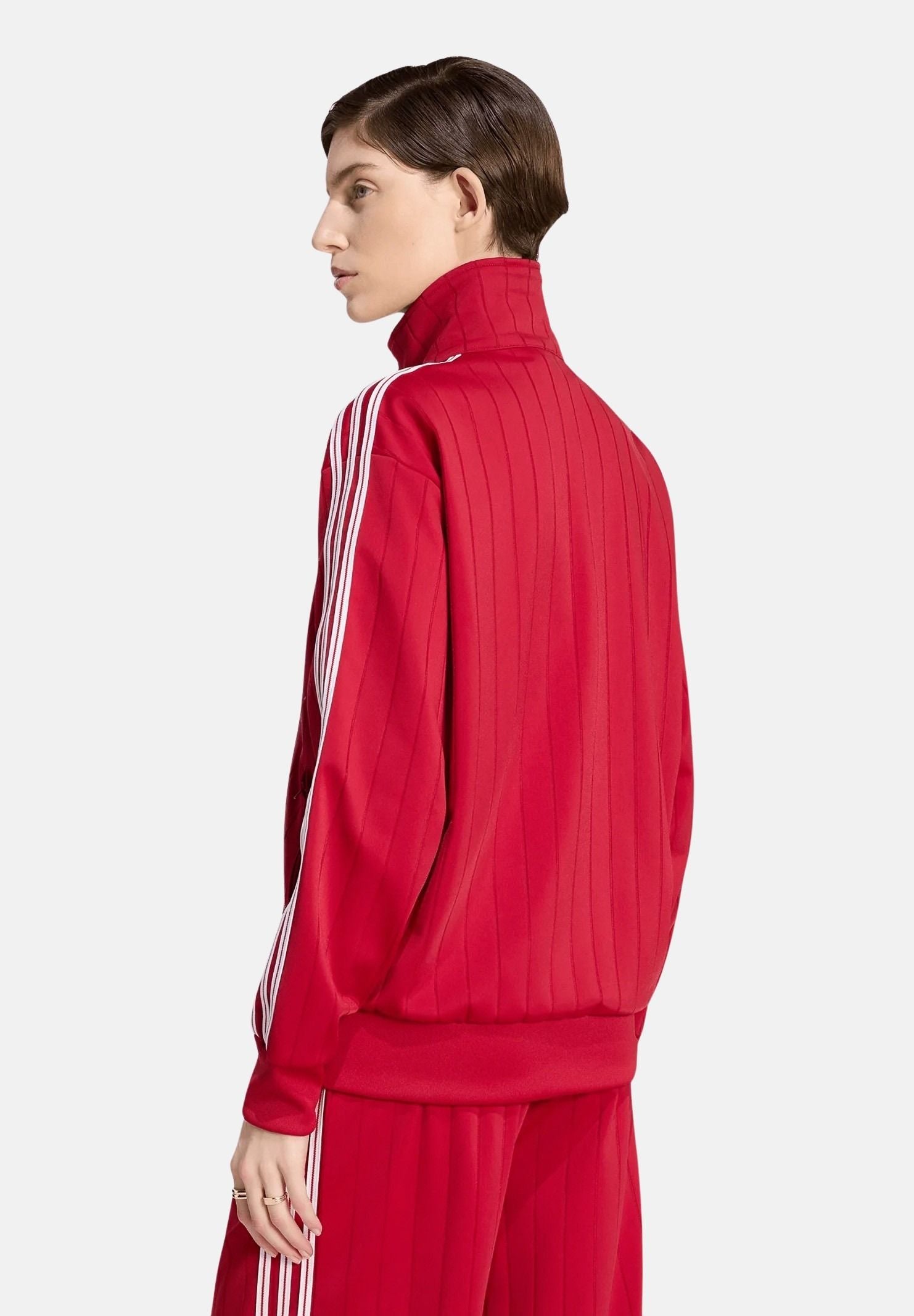 ADIDAS ORIGINALS Felpa PINSTRIPE con zip victory red, rossa e bianca, da donna KS9984 . ADIDAS ORIGINALS 