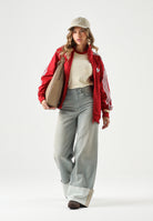 ADIDAS ORIGINALS Felpa PINSTRIPE con zip victory red, rossa e bianca, da donna KS9984 . ADIDAS ORIGINALS 