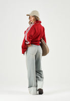 ADIDAS ORIGINALS Felpa PINSTRIPE con zip victory red, rossa e bianca, da donna KS9984 . ADIDAS ORIGINALS 