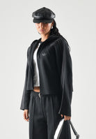 ADIDAS ORIGINALS Felpa nera da donna con zip e cappuccio e dettagli iconici adidas. KT1776 . ADIDAS ORIGINALS 
