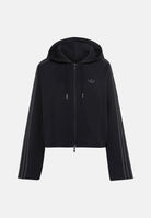 ADIDAS ORIGINALS Felpa nera da donna con zip e cappuccio e dettagli iconici adidas. KT1776 . ADIDAS ORIGINALS 